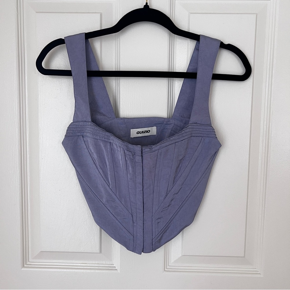 NWOT $295 Danielle Guizio Taffeta Corset Top in Lavender PerriwinkleMat Satin XS - Picture 4 of 9